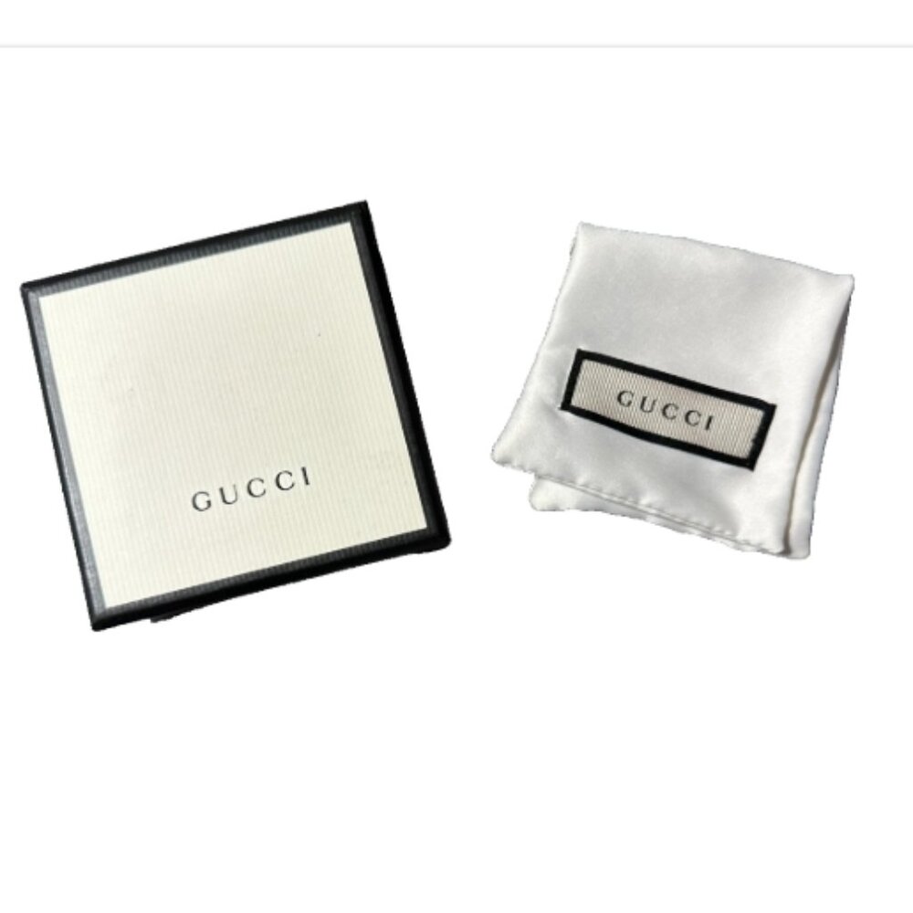Gucci Necklace Trademark Pendant Square Cross Silver Link Chain Sterling - Picture 6 of 6
